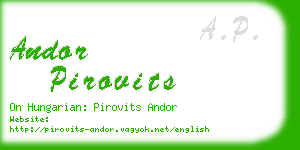 andor pirovits business card